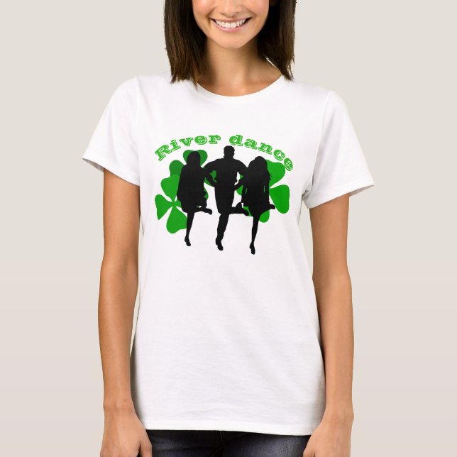 Camiseta Danza del río, bailarinas irlandesas Clover Verde/ (Anverso)