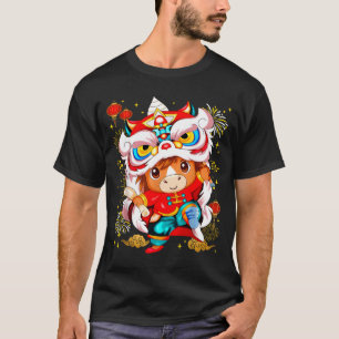 Camiseta Danza divertida del león de caballo Año Nuevo Chin