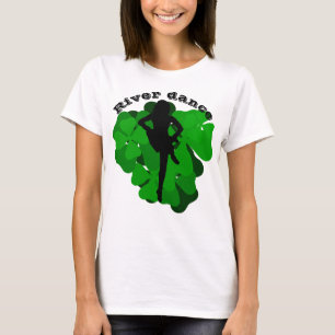 Camiseta Danza fluvial, danza irlandesa, trébol verde/shamr