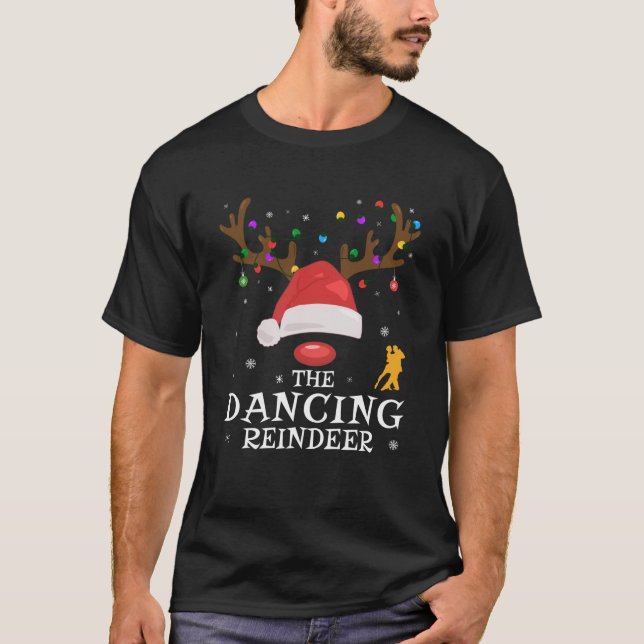 Camiseta Danzando a los Navidades de la familia de renos co (Anverso)