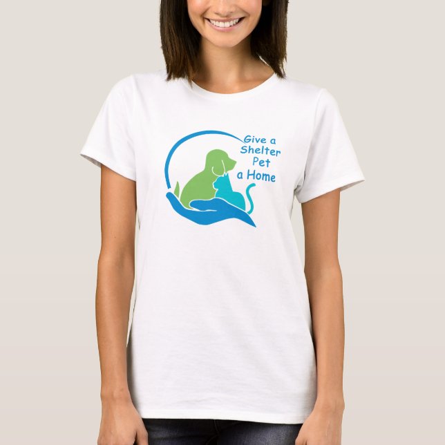 Camiseta dar a un mascota de refugio un hogar (Anverso)