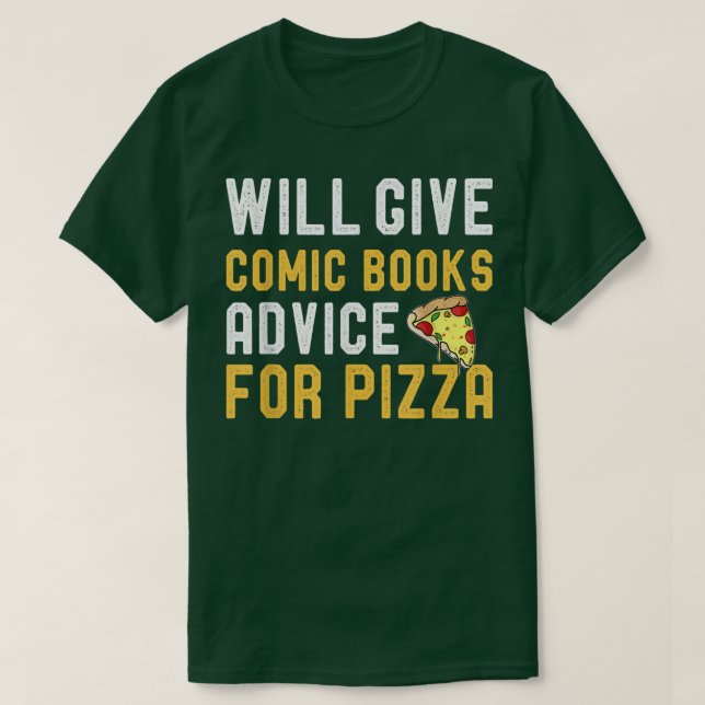 Camiseta Dará Consejos De Libros De Cómic Para Pizza Funny  (Diseño del anverso)