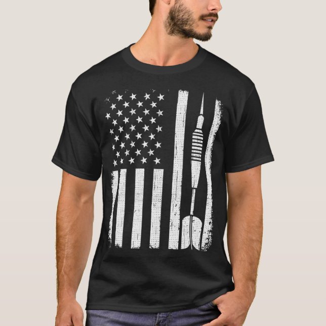 Camiseta Dards Bandera Americana Divertido Darts Gift Para  (Anverso)