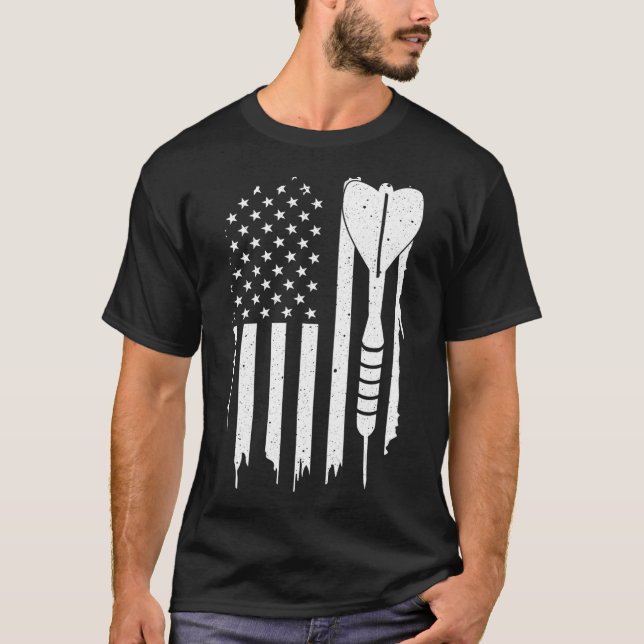 Camiseta Dards Bandera Americana Divertido Darts Gift Para  (Anverso)