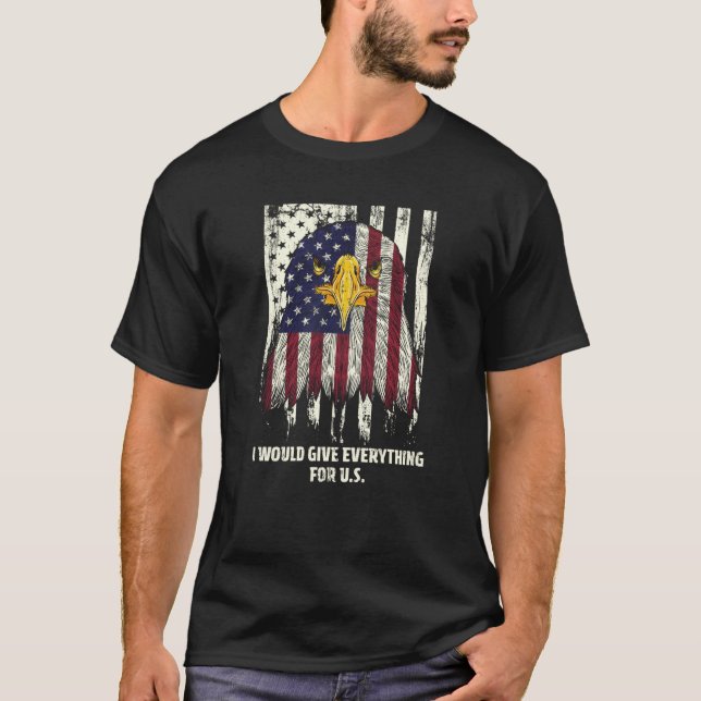 Camiseta Daré todo por los EE.UU. Patriótico Americano P (Anverso)