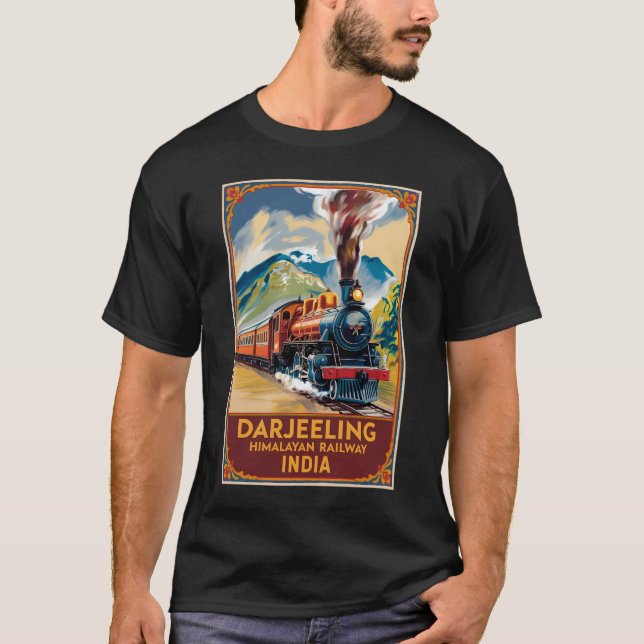 Camiseta Darjeeling India Train Painterly Travel Art Retro (Anverso)