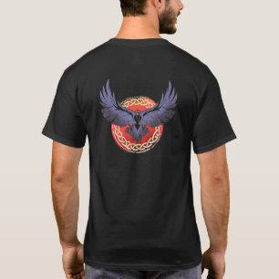 Camiseta Dark Art Red Moon Norse Viking Raven Gothic Black 