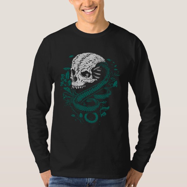Camiseta Dark Arts Halloween Black Metal Magic Snake Skull  (Anverso)