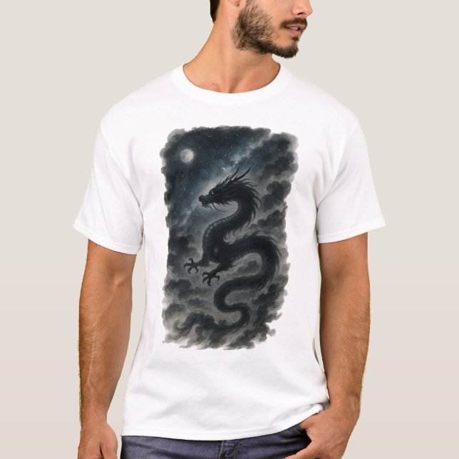 Camiseta 【Dark Dragon Japanese Ink Art Men’s T-Shirt】 (Anverso)