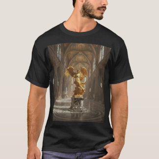 Camiseta Dark Fallen Angel Statue\Gothic Cathedral T-Shir