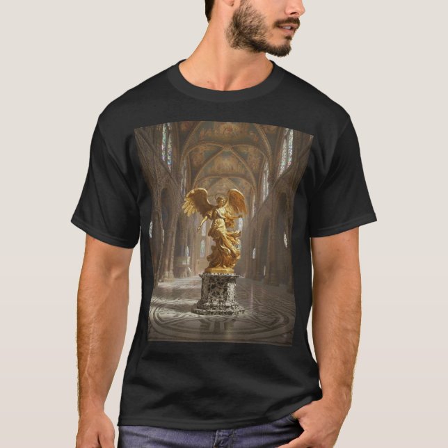 Camiseta Dark Fallen Angel Statue\Gothic Cathedral T-Shir (Anverso)