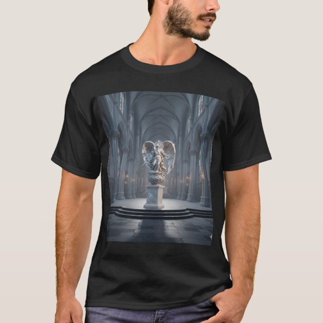 Camiseta Dark Fallen Angel Statue\Gothic Cathedral T-Shirt (Anverso)