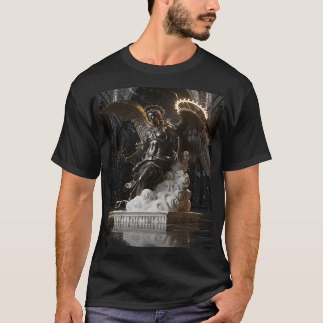 Camiseta Dark Fallen Angel Statue\Gothic Cathedral T-Shirt (Anverso)
