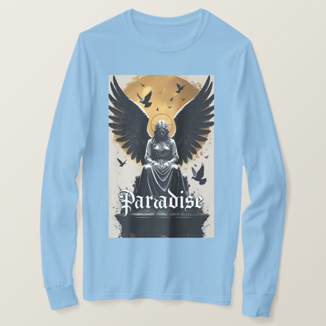 Camiseta Dark Gothic Heaven Design with Halo & Wings (Anverso del diseño)