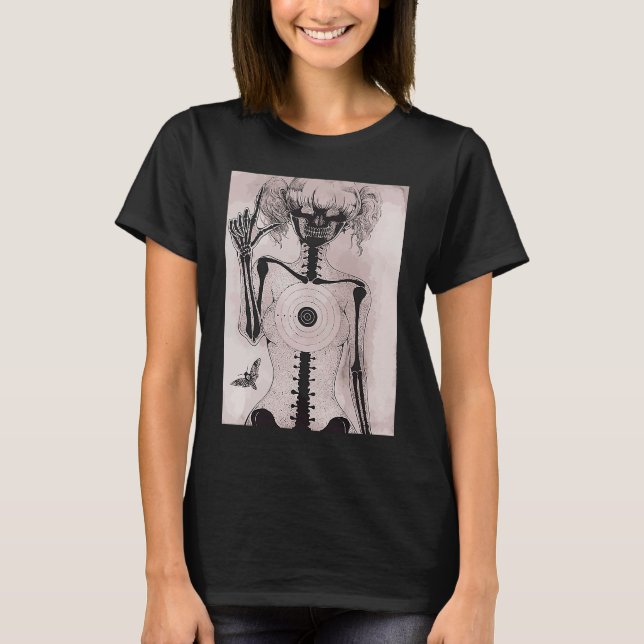 Camiseta Dark grunge  Emo teen girl with moth Gothic (Anverso)
