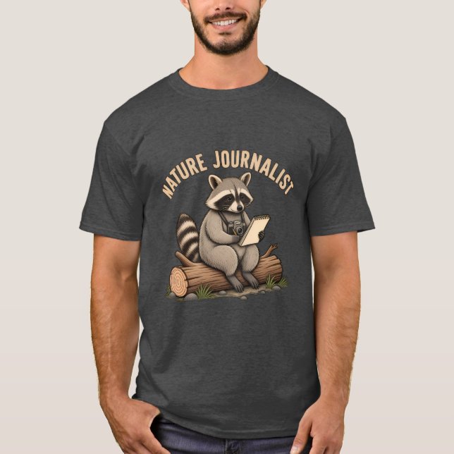 Camiseta Dark Heather Nature Journalist Mapache (Anverso)