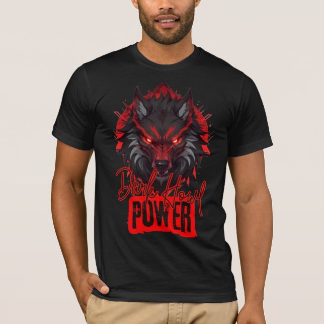 Camiseta Dark Howl Power | Arte mágico de Lobo Rojo (Anverso)