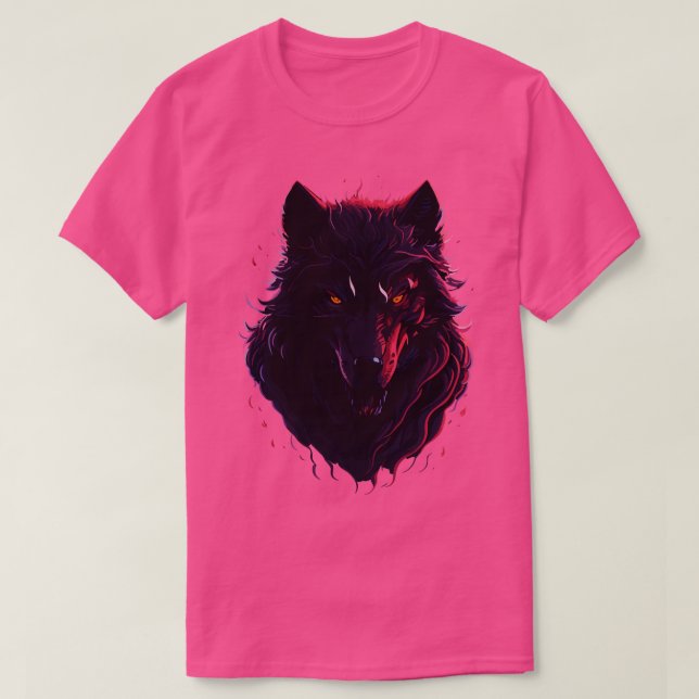 Camiseta Dark Magic Fantasy Intricar Wolf Face T Design en (Diseño del anverso)