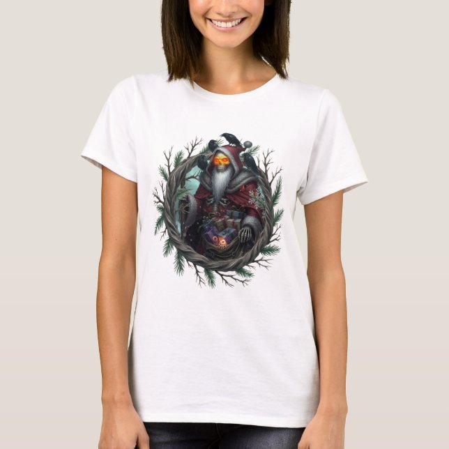 Camiseta Dark Santa of Shadows – Gothic Christmas Skeleton  (Anverso)