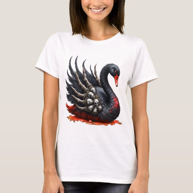 Camiseta Dark Swan of Bones – Gothic Elegance  (Anverso)