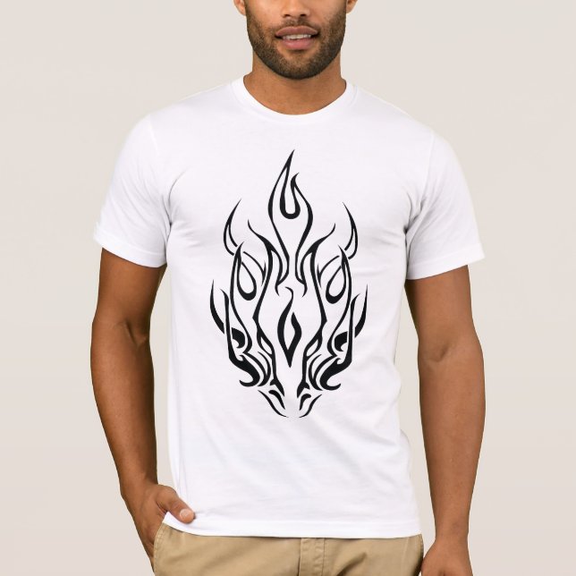 Camiseta Dark Tribal Flame Mask – Abstract Fire Art Design (Anverso)