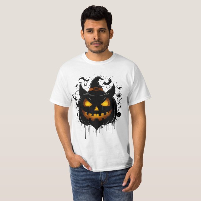 Camiseta Dark Witch Pumpkin with Glowing Eyes (Anverso completo)