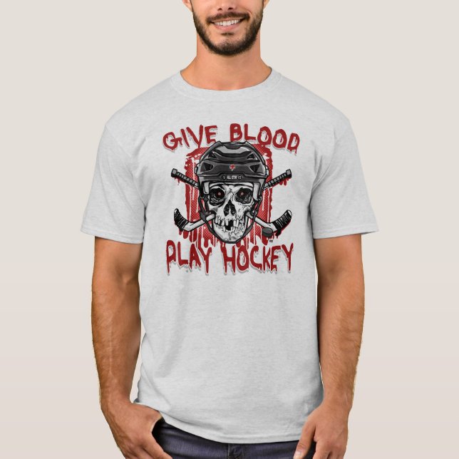 Camiseta Darle el juego de sangre al hockey negro (Anverso)
