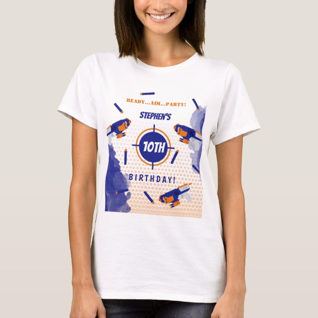 Camiseta Dart Gun Battle War Boys Birthday Party Mom (Anverso)
