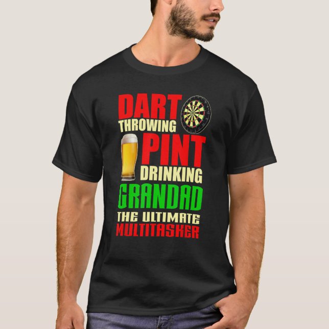 Camiseta Dart Throwing Pint Drinking Grandad Darts Fathers  (Anverso)
