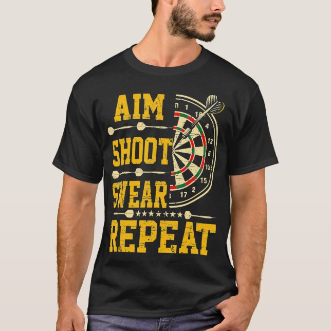 Camiseta Darts Aim Shoot Swear Repetir (Anverso)