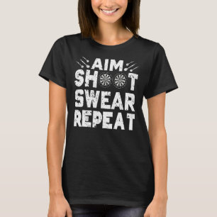 Camiseta Darts Aim Shoot Swear Repetir Dartboard Dart Playe