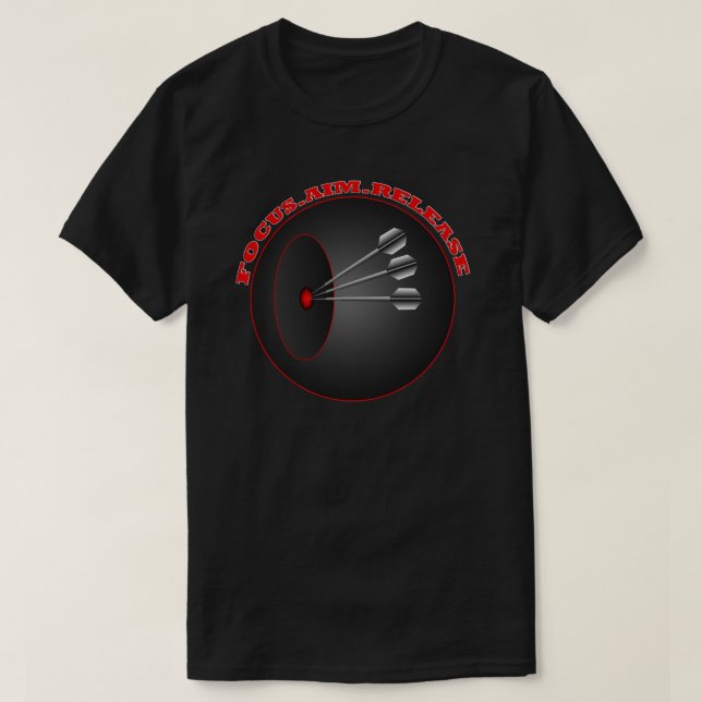 Camiseta Darts Focus Aim Release Mens Basic Black T-shirt (Diseño del anverso)