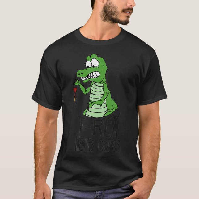 Camiseta Darts Graciosos Dinosaurios T-Rex odian Dardos Sin (Anverso)