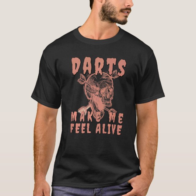 Camiseta Darts Me Hacen Sentir Vivo Jugando Darts Skull Ske (Anverso)