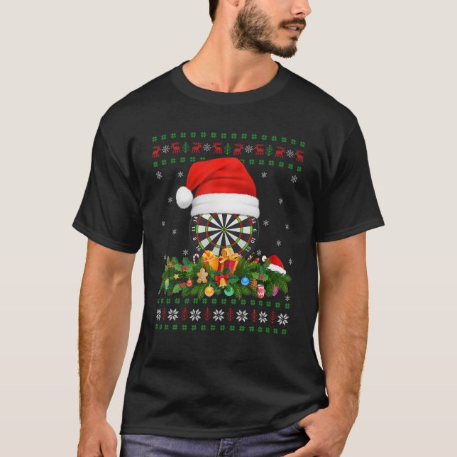 Camiseta Darts Sports Lover Xmas Santa Hat Dardos feos Chri (Anverso)