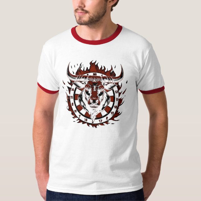 Camiseta Dartscheibe Feuer Stier Bulle Spezialdesign (Anverso)