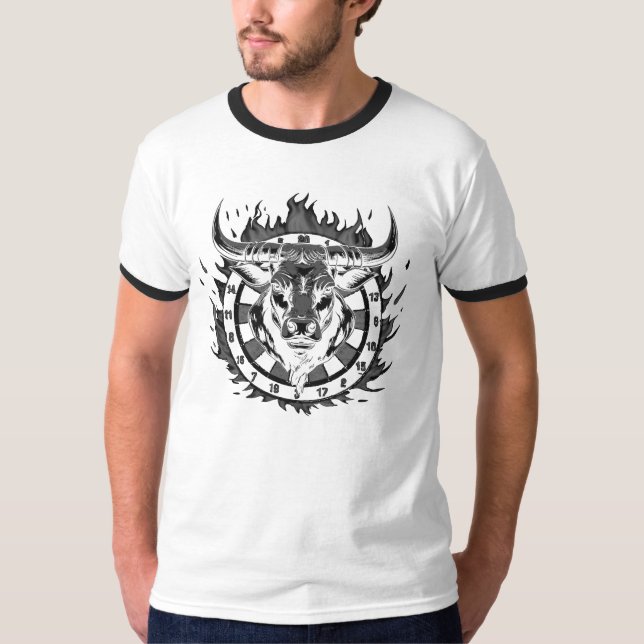 Camiseta Dartscheibe Feuer Stier Bulle Spezialdesign (Anverso)