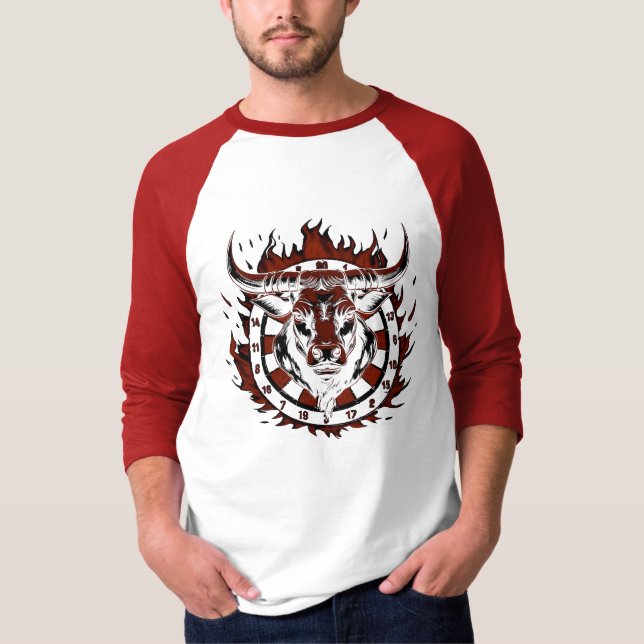 Camiseta Dartscheibe Feuer Stier Bulle Spezialdesign (Anverso)