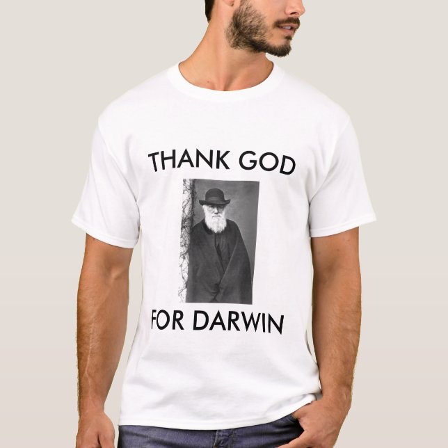 Camiseta darwin1, AGRADECEN A DIOS, POR DARWIN (Anverso)