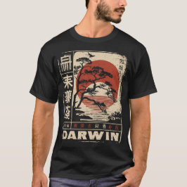 Camiseta Darwin Evolution Arte científico del Sol Rojo Japo