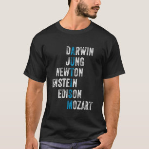 Camiseta Darwin Jung Newton Einstein Edison Mozart Autismo