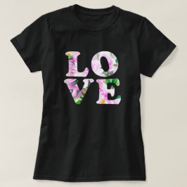 Camiseta Das Wort "Liebe" aus Blumen