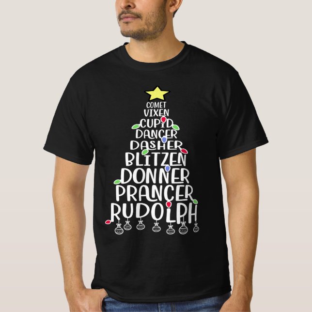 Camiseta Dasher Dancer Prancer Nombres divertidos de renos (Anverso)