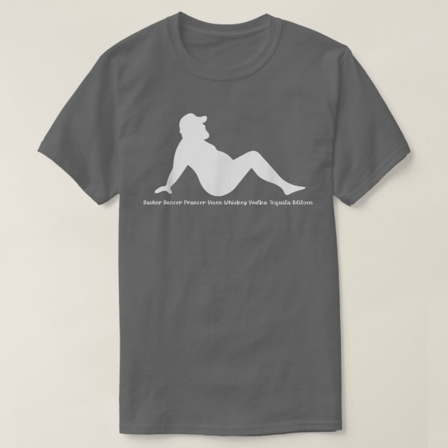 Camiseta Dasher Dancer Prancer Vien Whiskey Vodka Tequila B (Diseño del anverso)