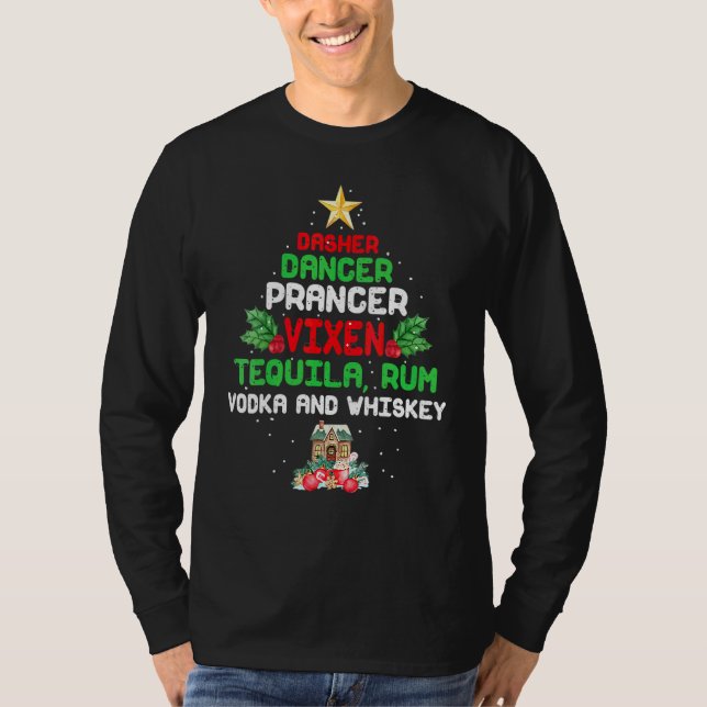 Camiseta Dasher Dancer Prancer Vixen  Tequila Ron Vodka Whi (Anverso)