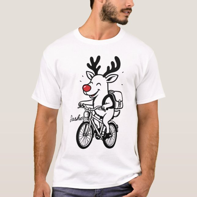 Camiseta Dasher El Reno Montando en Bicicleta (Anverso)