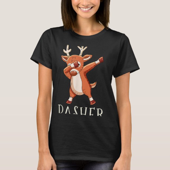 Camiseta Dasher Santas Reindeers Family Matching Outfit Chr (Anverso)