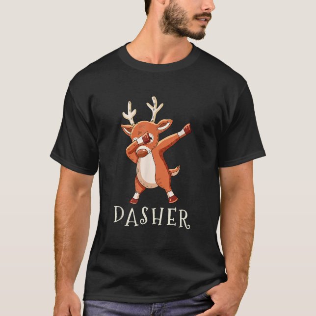 Camiseta DASHER Santas Reindeers Family Matching Outfit Chr (Anverso)
