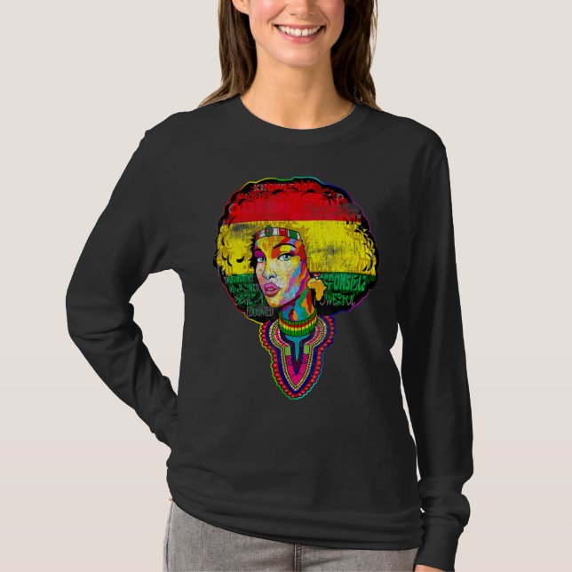 Camiseta Dashiki Afro Educado Negro Melanin Reina Mujer T (Anverso)