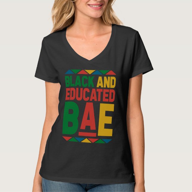 Camiseta Dashiki Black History Month Black And Educated BAE (Anverso)
